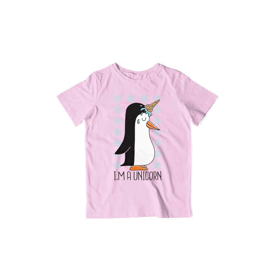 Penguin Unicorn Kid's T-Shirt — Light Pink