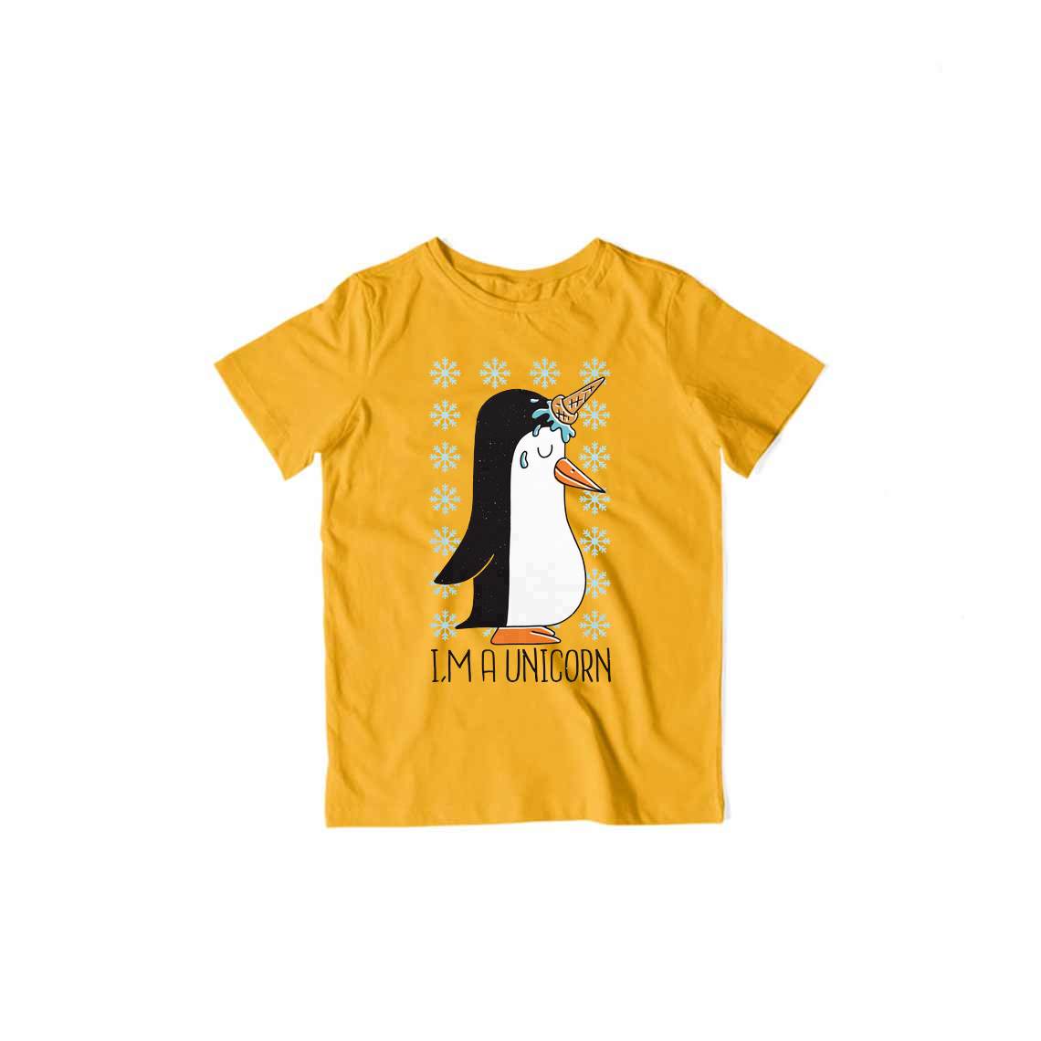Penguin Unicorn Kid's T-Shirt — Golden Yellow