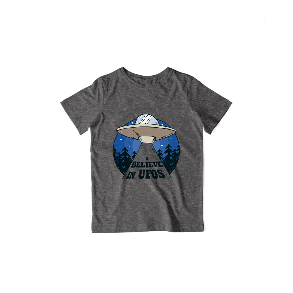 Believe in UFO Kid's T-Shirt — Charcoal Grey