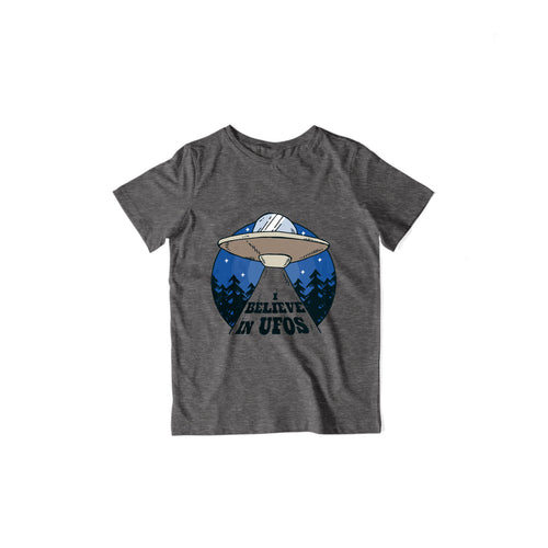 Believe in UFO Kid's T-Shirt — Charcoal Grey
