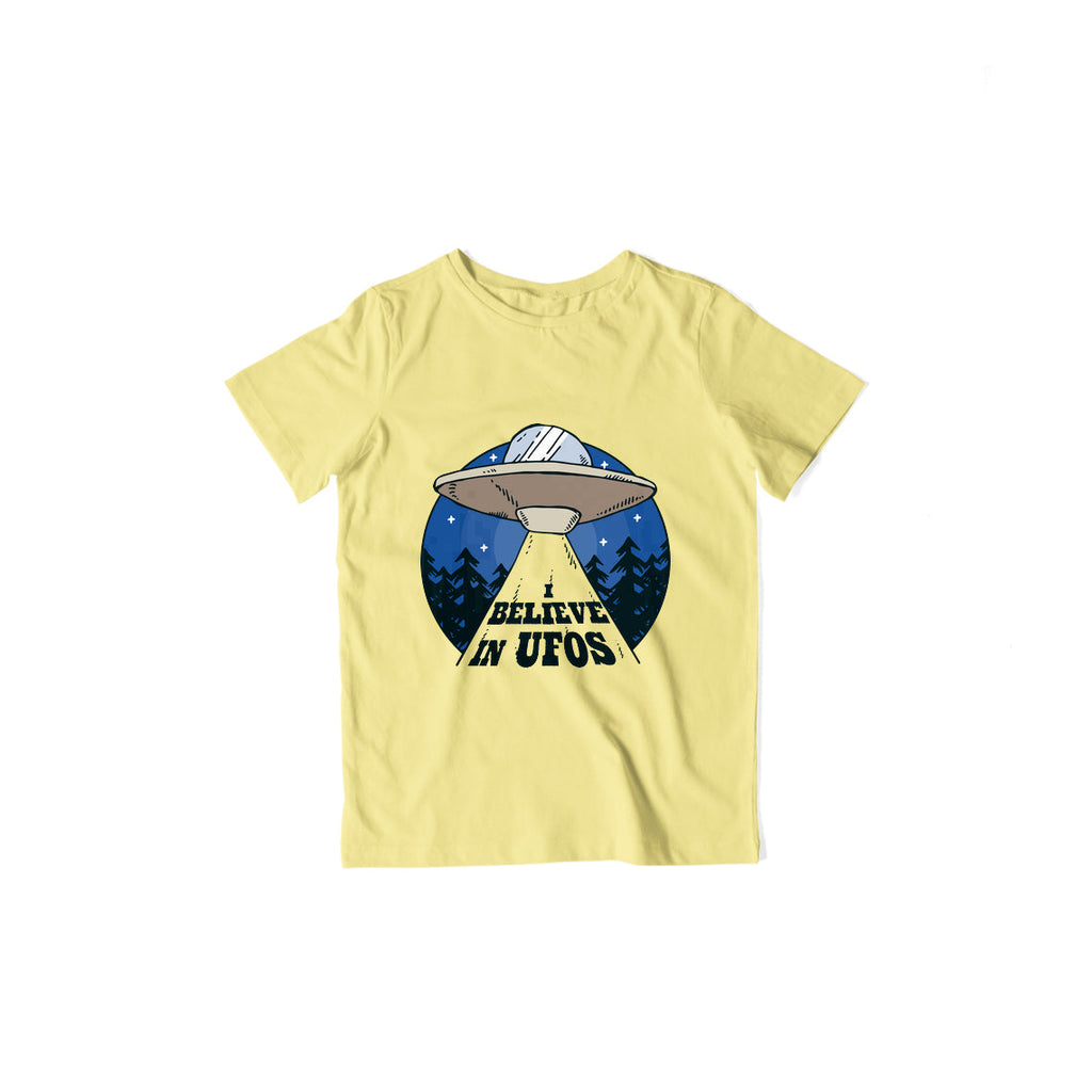 Believe in UFO Kid's T-Shirt — Butter Yellow