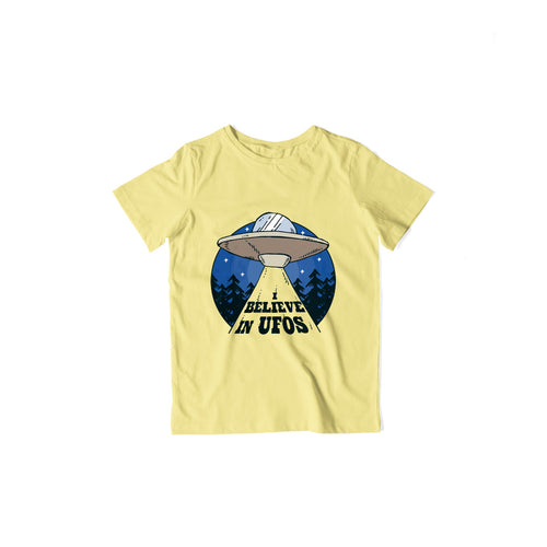 Believe in UFO Kid's T-Shirt — Butter Yellow