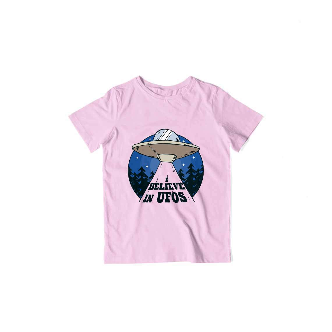 Believe in UFO Kid's T-Shirt — Light Pink