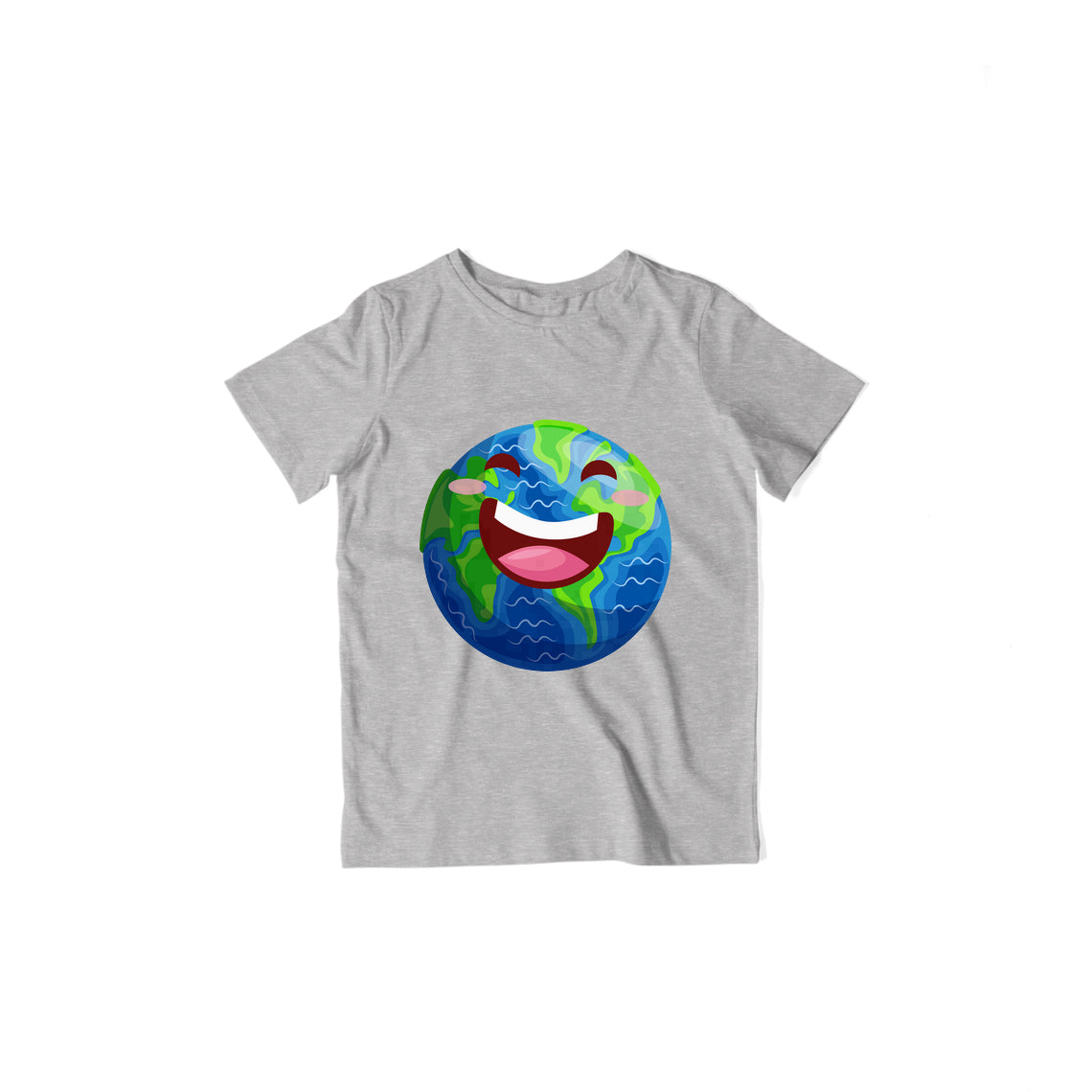Happy Earth Kids T-Shirt — Melange Grey
