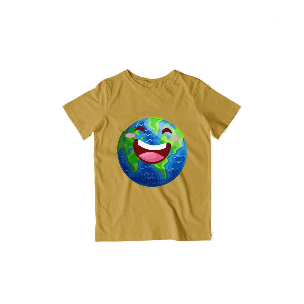 Happy Earth Kids T-Shirt — Mustard Yellow