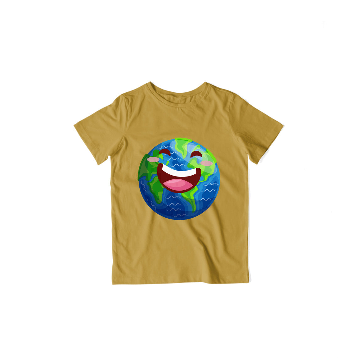 Happy Earth Kids T-Shirt — Mustard Yellow