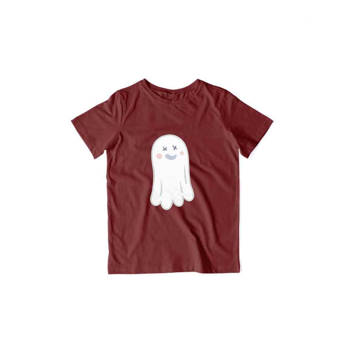 Cute Ghost Kids T-Shirt — Maroon