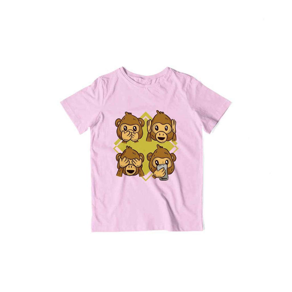 Modern Monkey Kids T-Shirt — Light Pink
