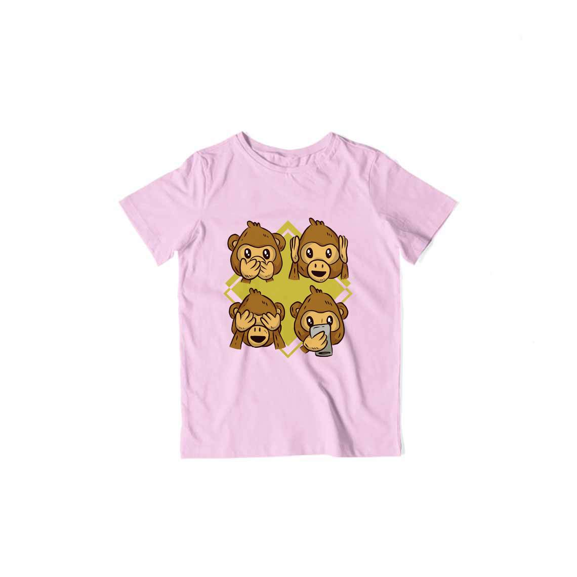 Modern Monkey Kids T-Shirt — Light Pink