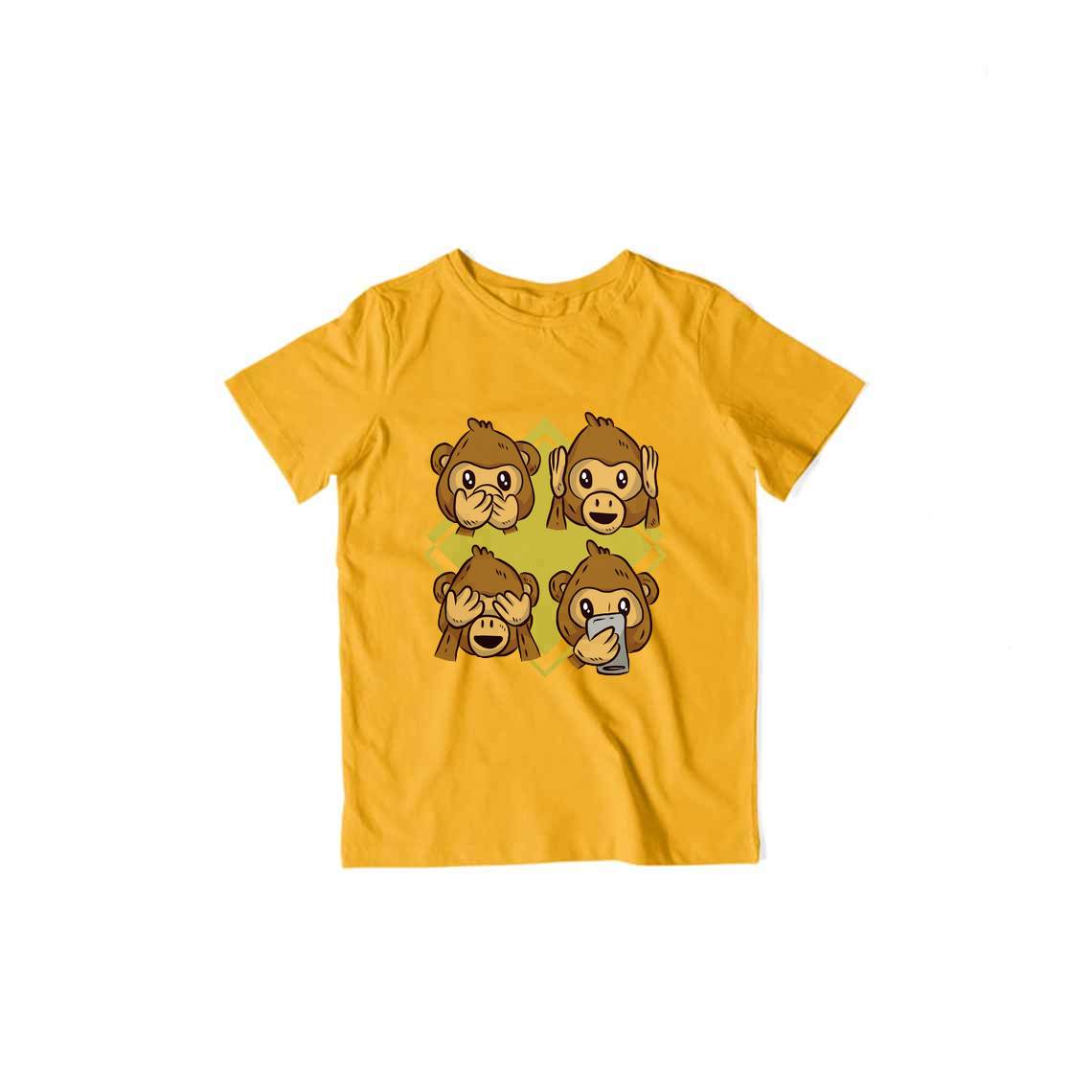 Modern Monkey Kids T-Shirt — Golden Yellow
