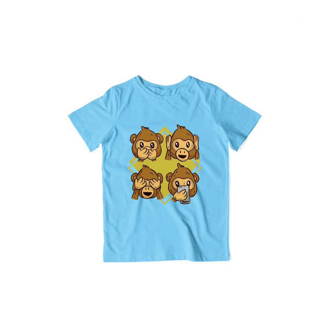 Modern Monkey Kids T-Shirt — Sky Blue