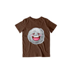 Happy Moon Kid's T-Shirt — Coffee Brown