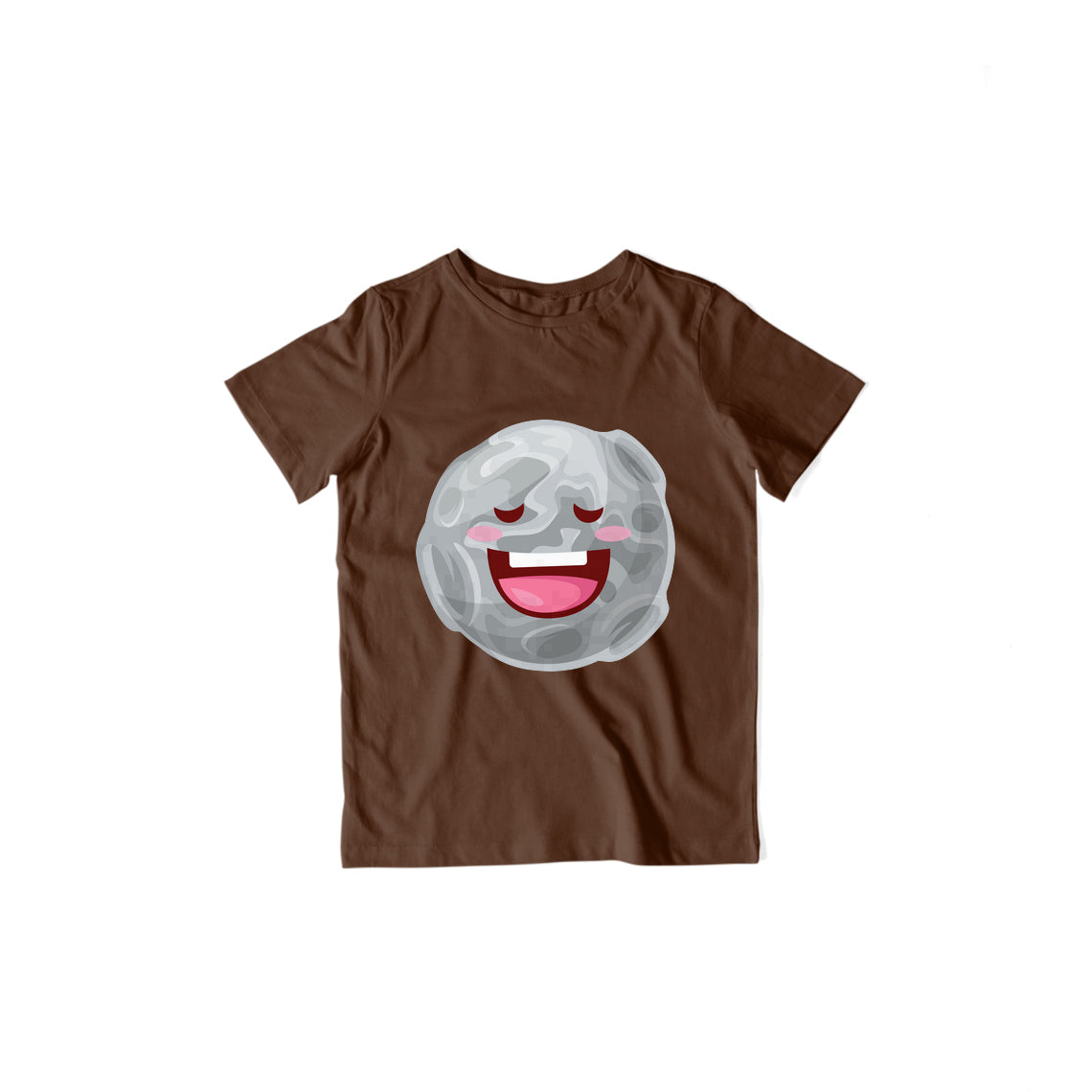 Happy Moon Kid's T-Shirt — Coffee Brown