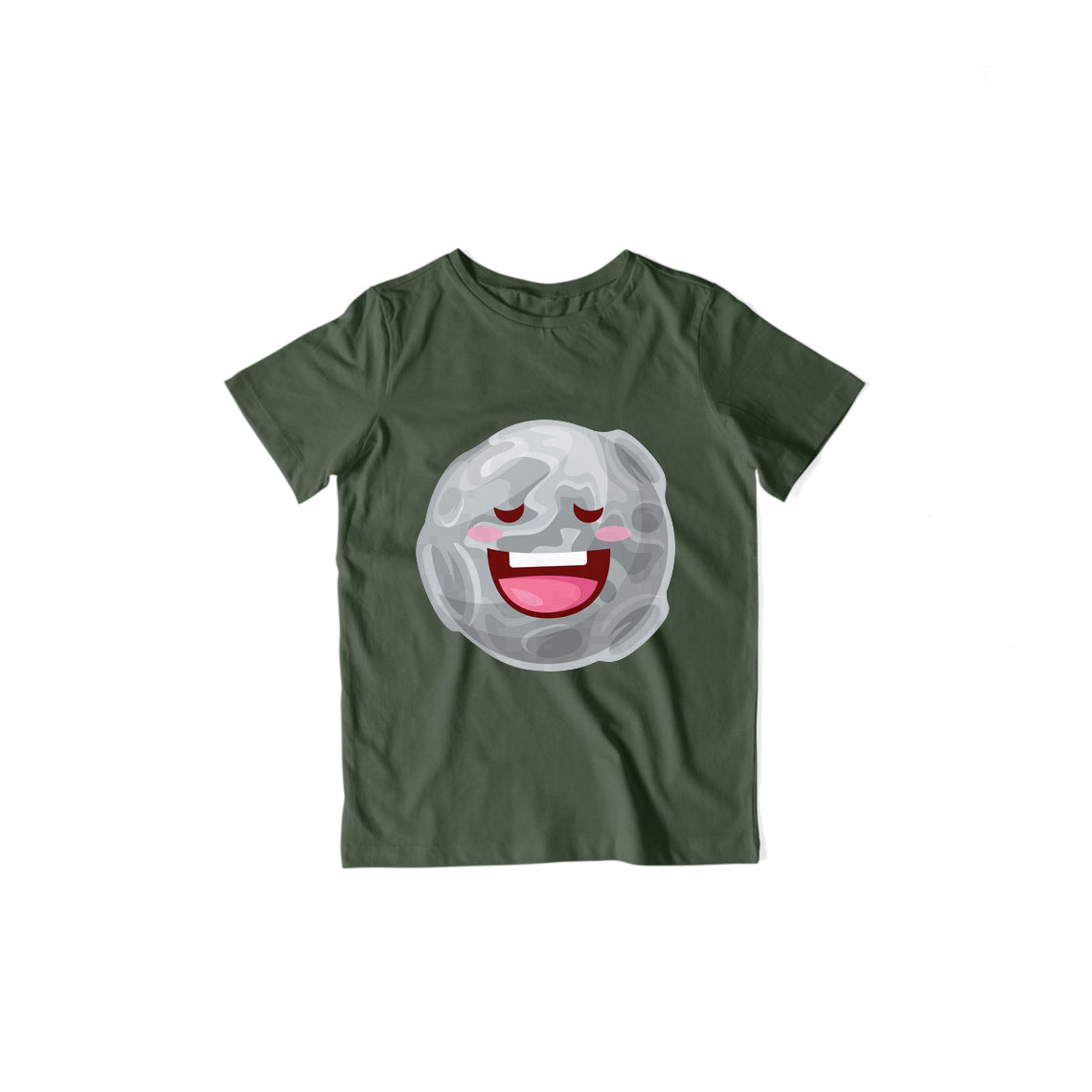 Happy Moon Kid's T-Shirt — Olive Green