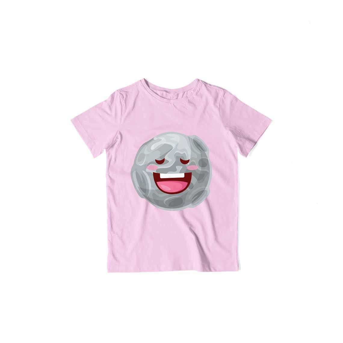 Happy Moon Kid's T-Shirt — Light Pink