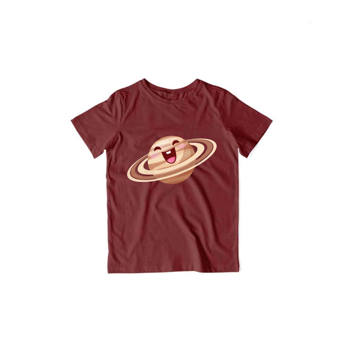 Happy Saturn Kid's T-Shirt — Maroon