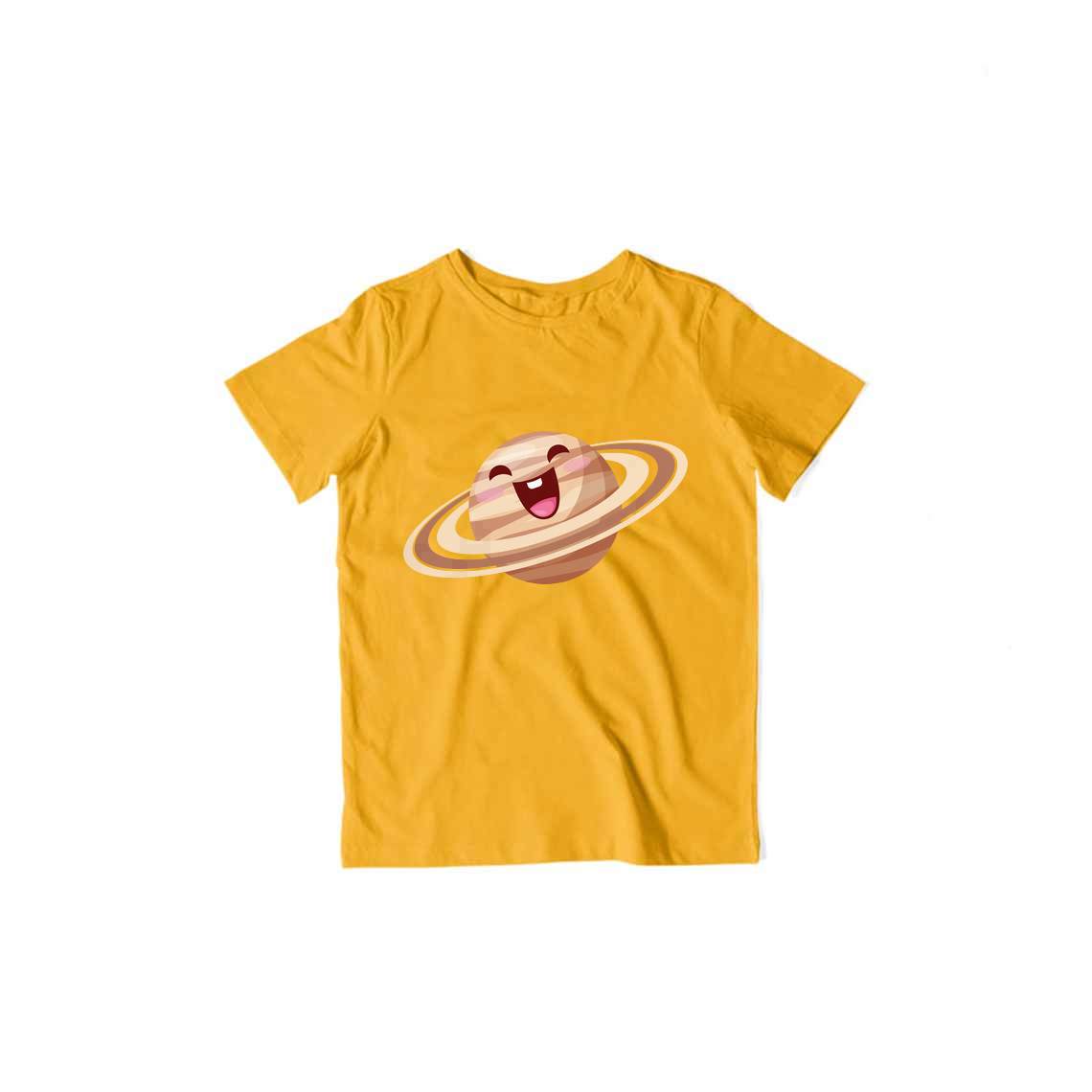 Happy Saturn Kid's T-Shirt — Golden Yellow