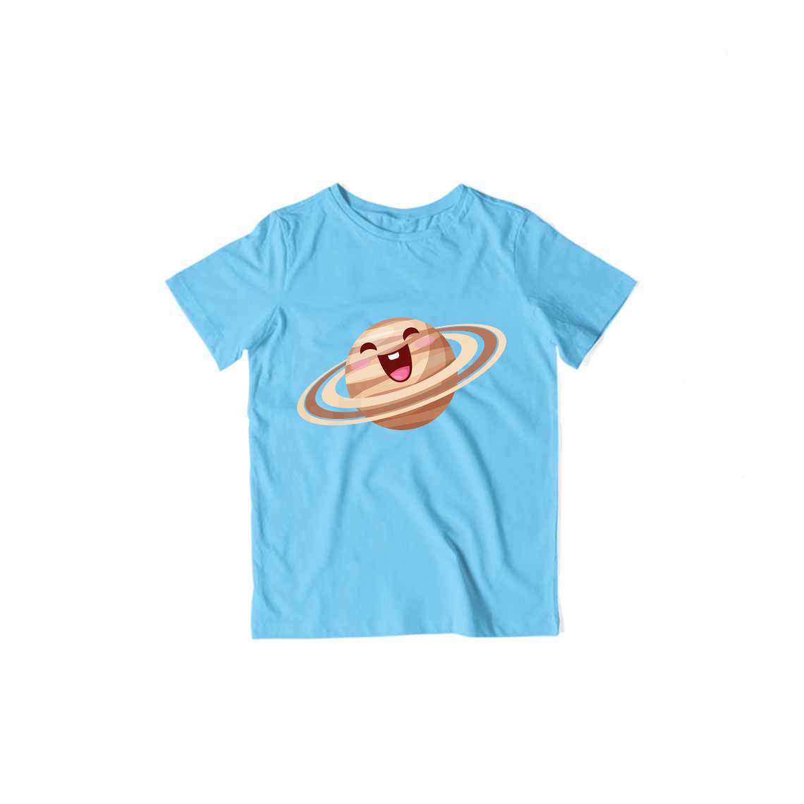 Happy Saturn Kid's T-Shirt — Sky Blue