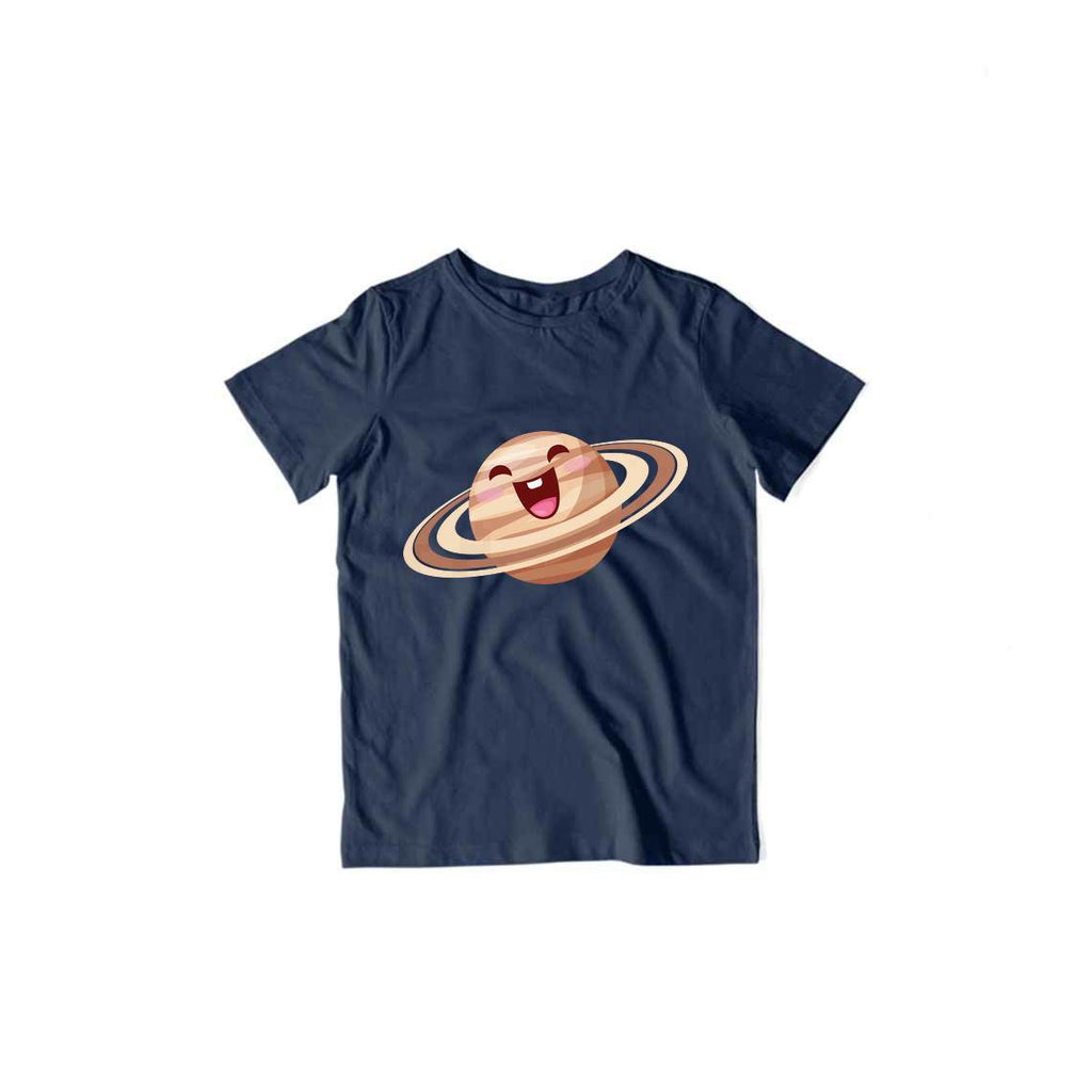 Happy Saturn Kid's T-Shirt — Navy Blue