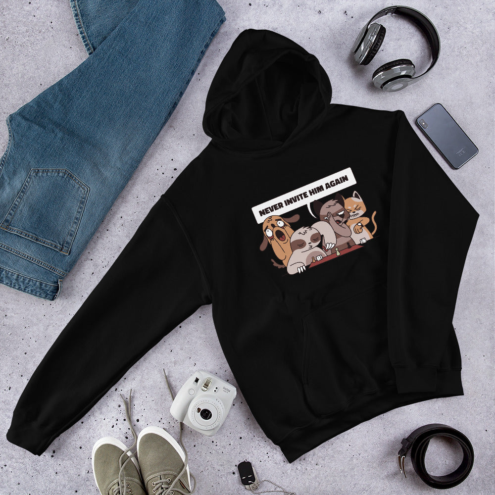 Playing With Sloth Unisex Hooded Sweatshirt — Black
