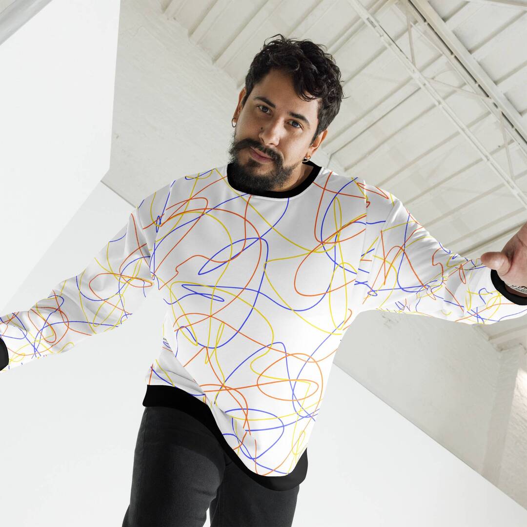 Abstract Lines Pattern Unisex Sweatshirt — detail view 2