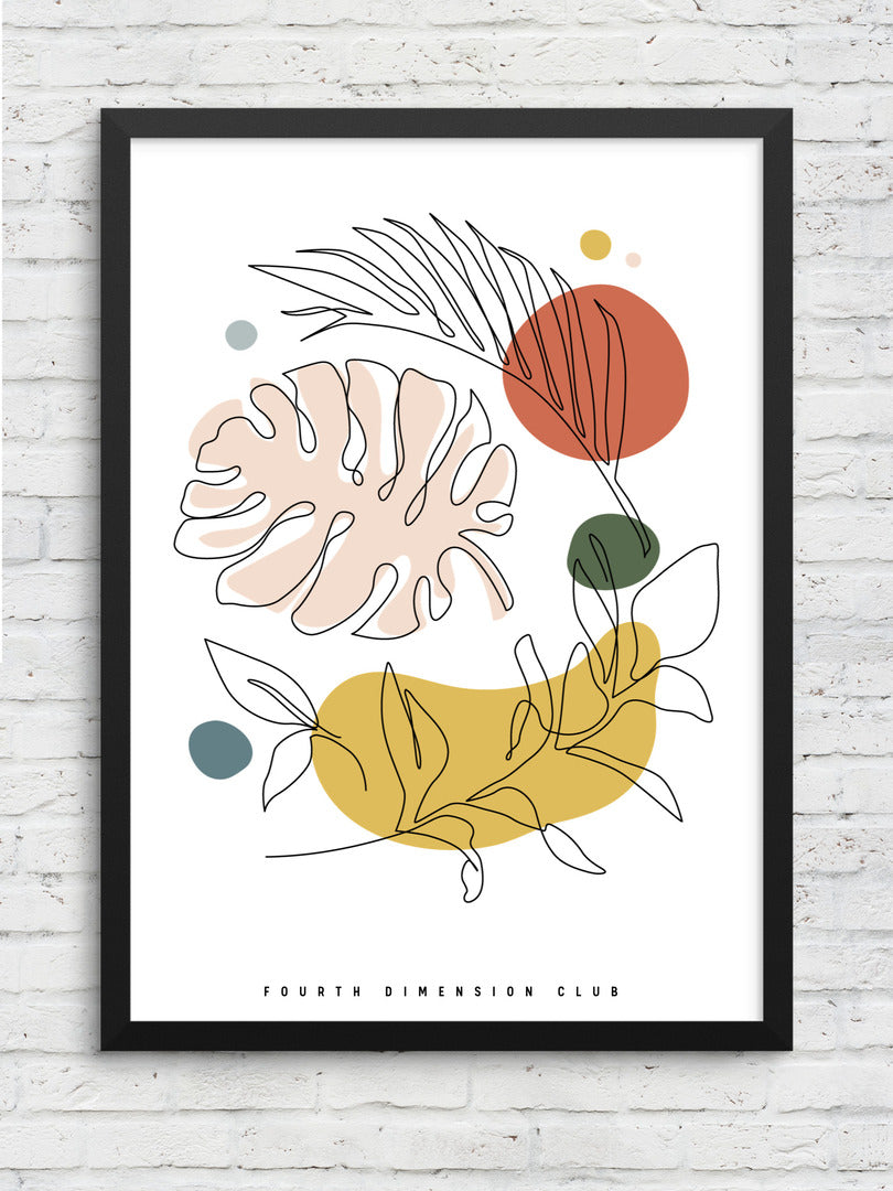 Abstract Leaves framed poster – Fourth Dimension Club