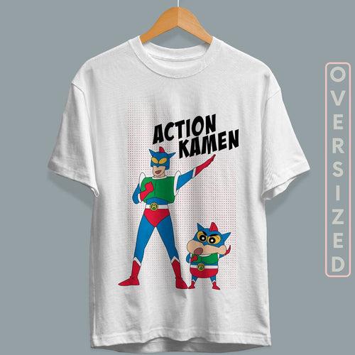 Action Kamen Unisex Oversized T-Shirt — back view