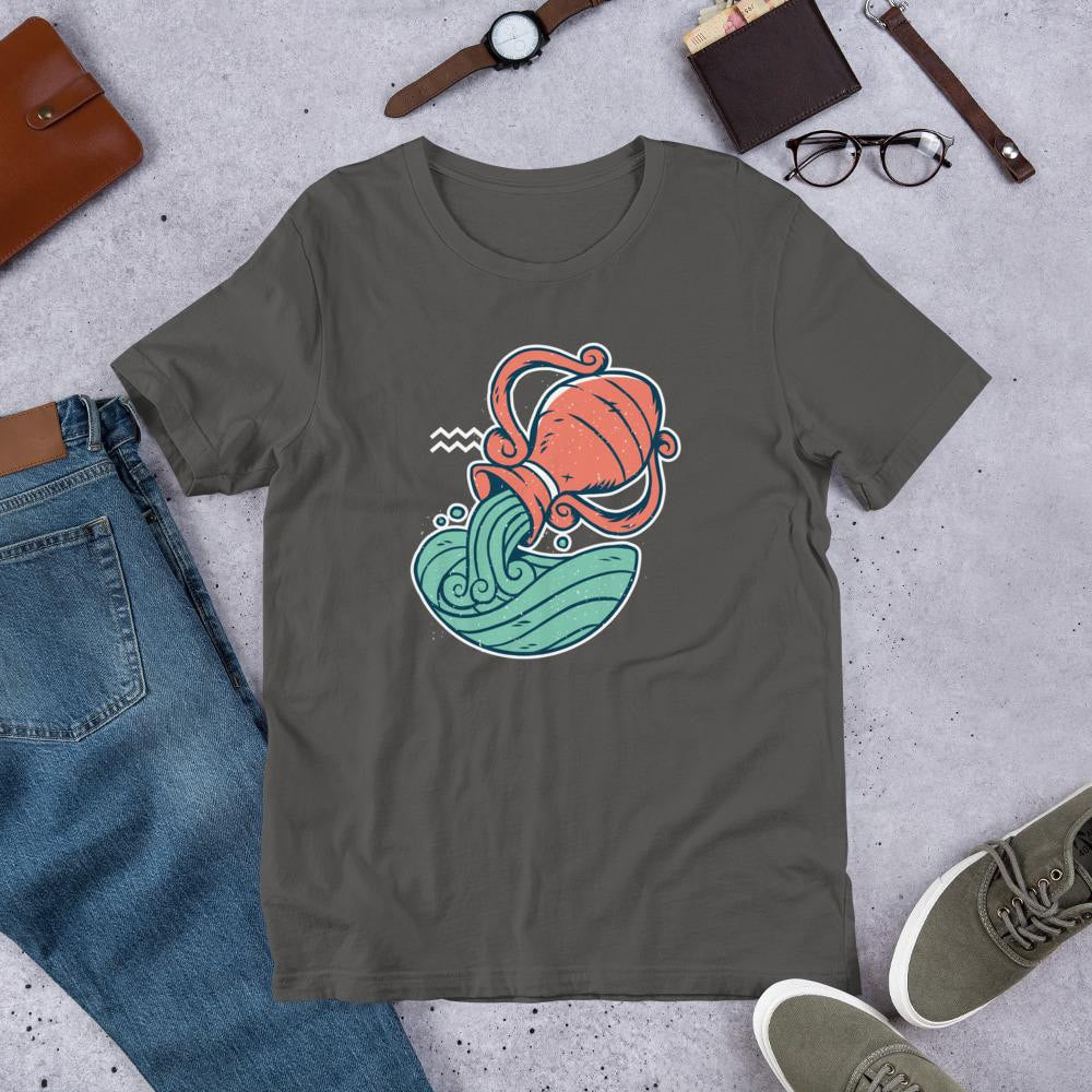 Aquarius Zodiac graphic tee front art – Fourth Dimension Club