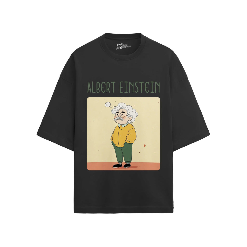 Albert Einstein Oversized French Terry T-Shirt — black-2