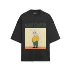 Albert Einstein Oversized French Terry T-Shirt — black-2