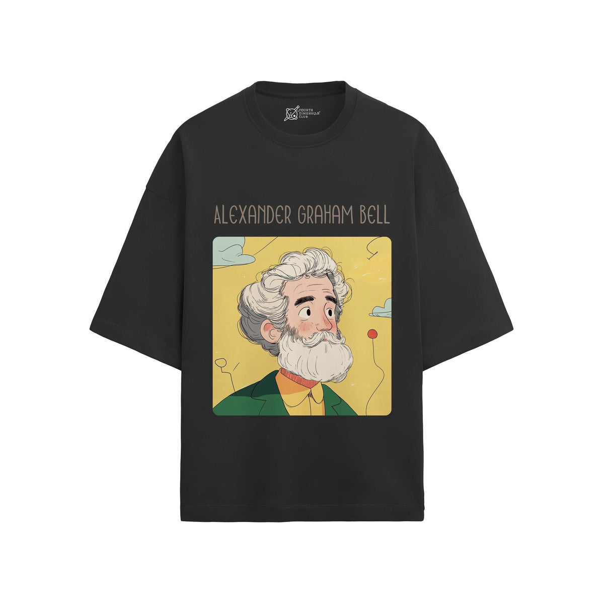Alexander Graham Bell Oversized French Terry T-Shirt — black-2