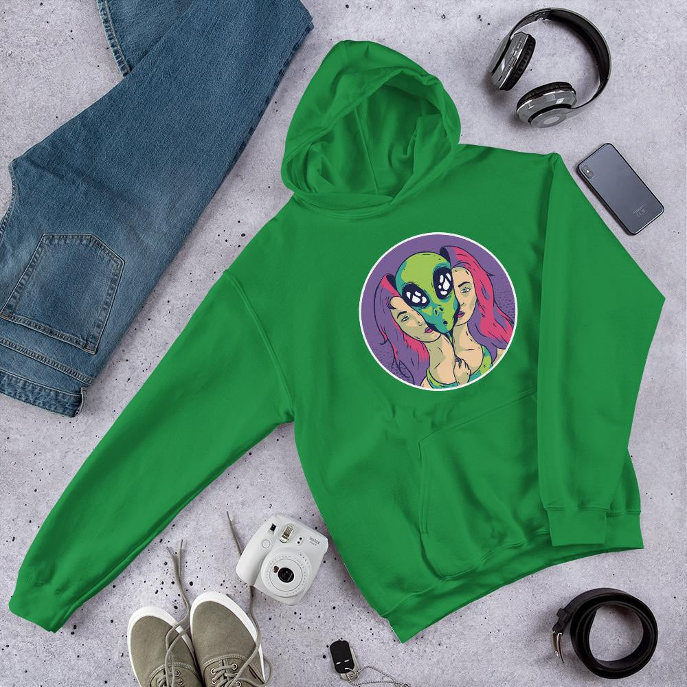 Alien Girl Unisex Hooded Sweatshirt — Green
