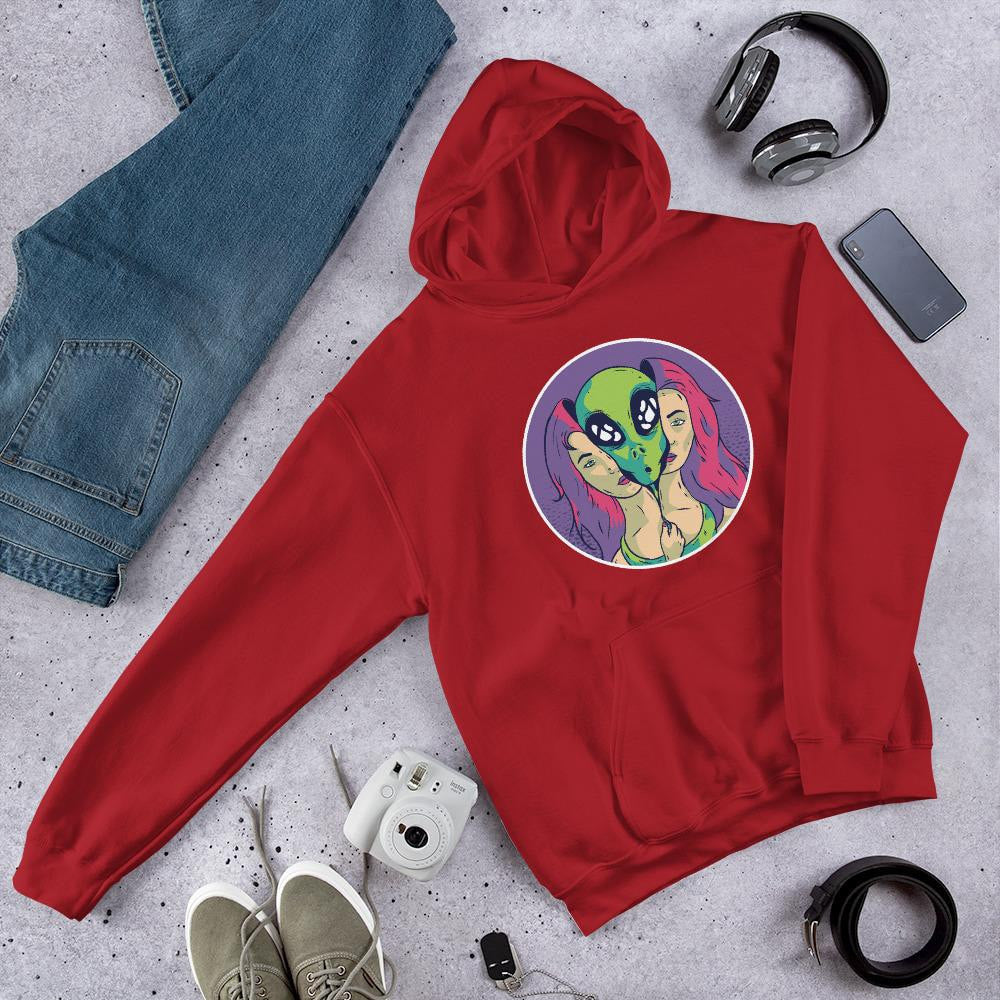 Alien Girl Unisex Hooded Sweatshirt — Red