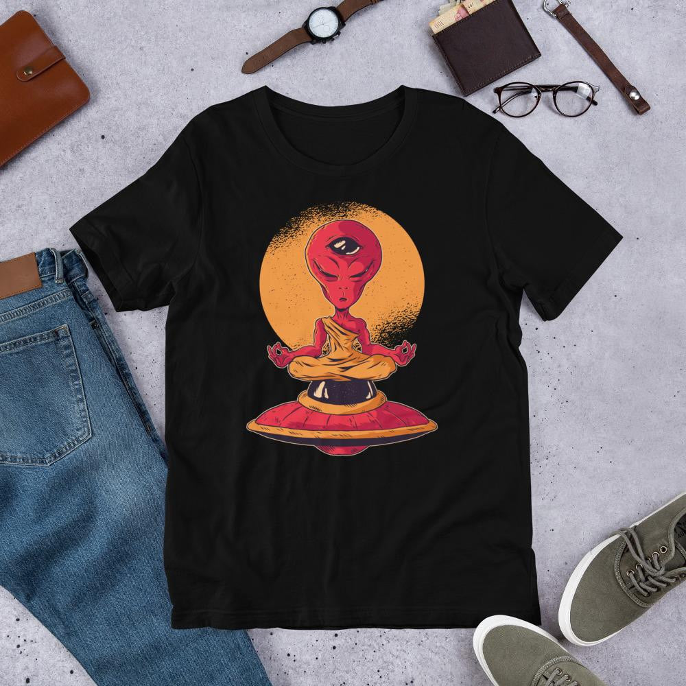 Alien Meditation Half Sleeve T-Shirt — Black