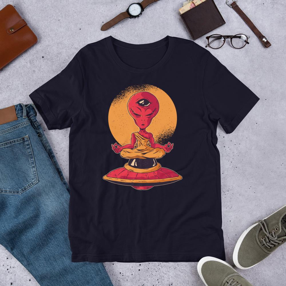 Alien Meditation Half Sleeve T-Shirt — Navy