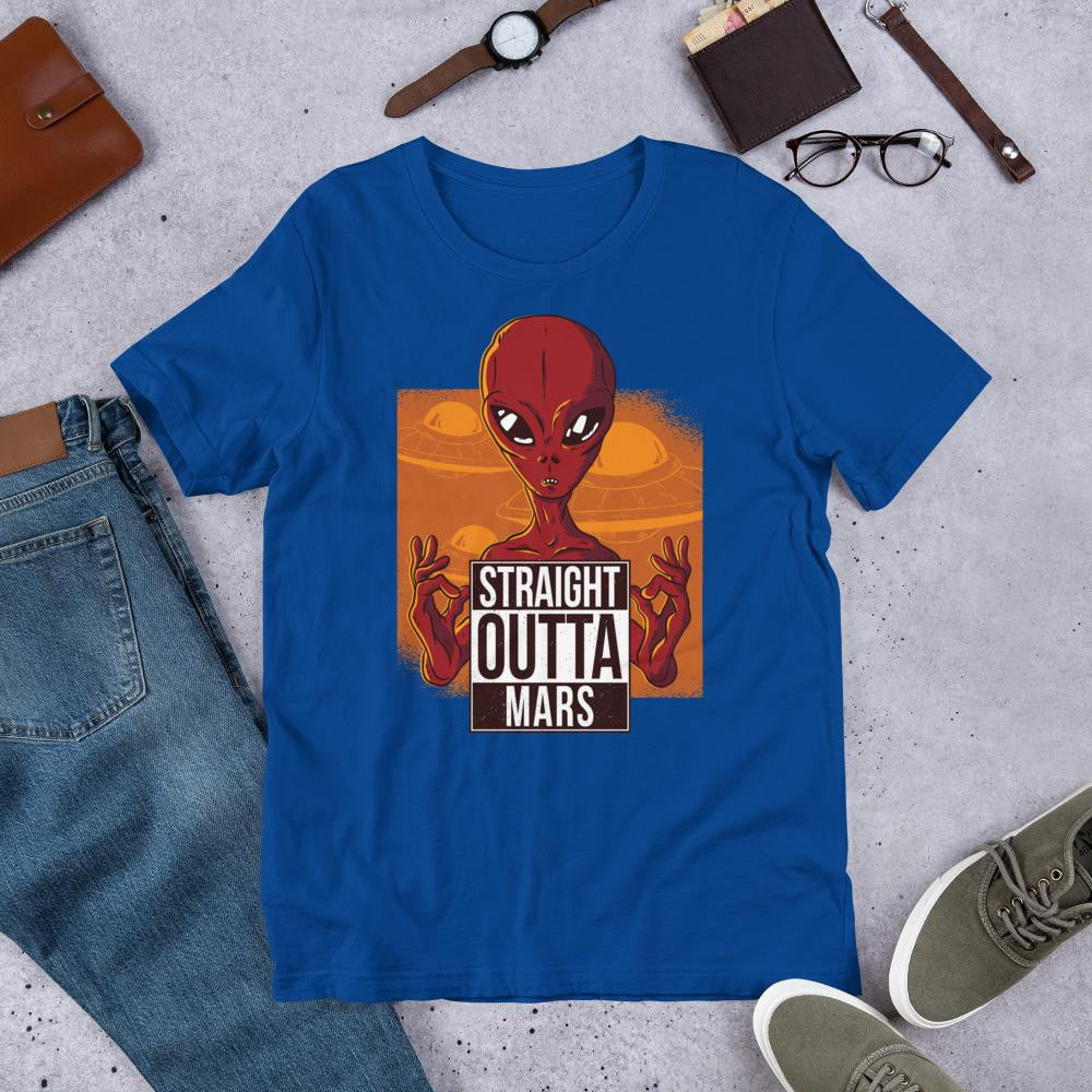Straight Outta Mars Alien Half Sleeve T-Shirt — Blue