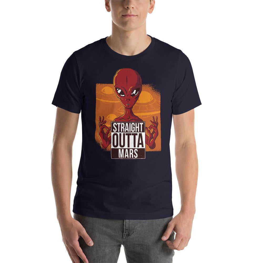 Straight Outta Mars Alien Half Sleeve T-Shirt — Navy (2)