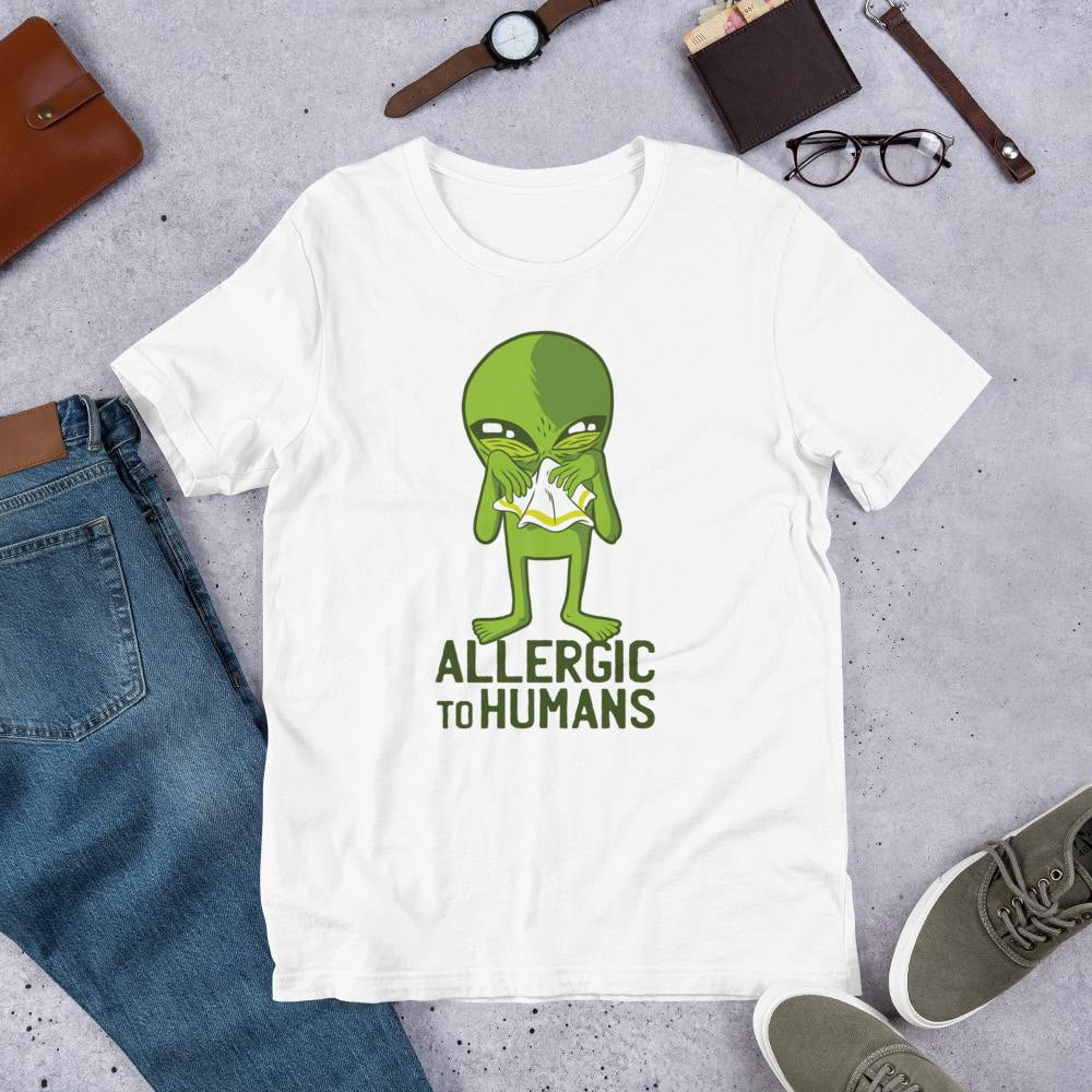 Allergic to Humans Half Sleeve T-Shirt — White