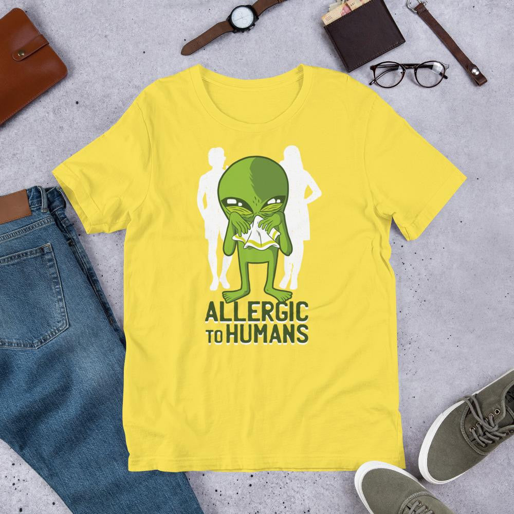Allergic to Humans Half Sleeve T-Shirt — Yellow