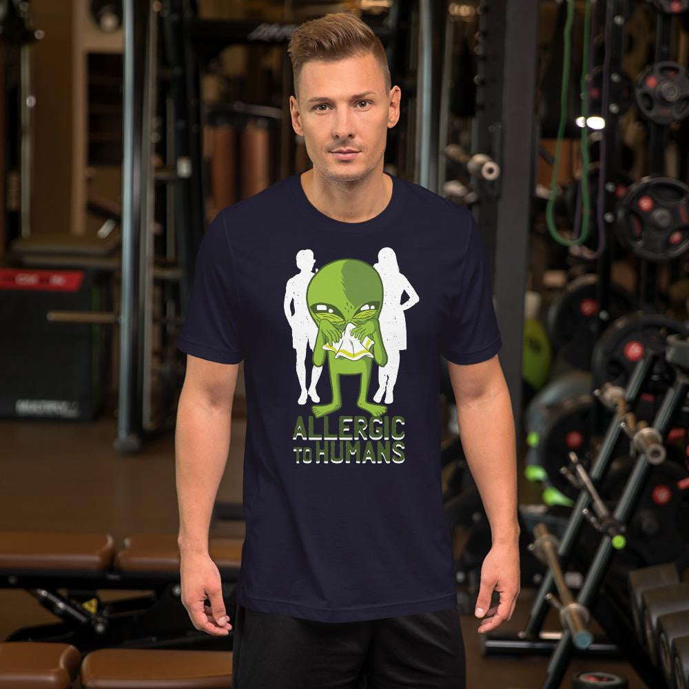 Allergic to Humans Half Sleeve T-Shirt — navy