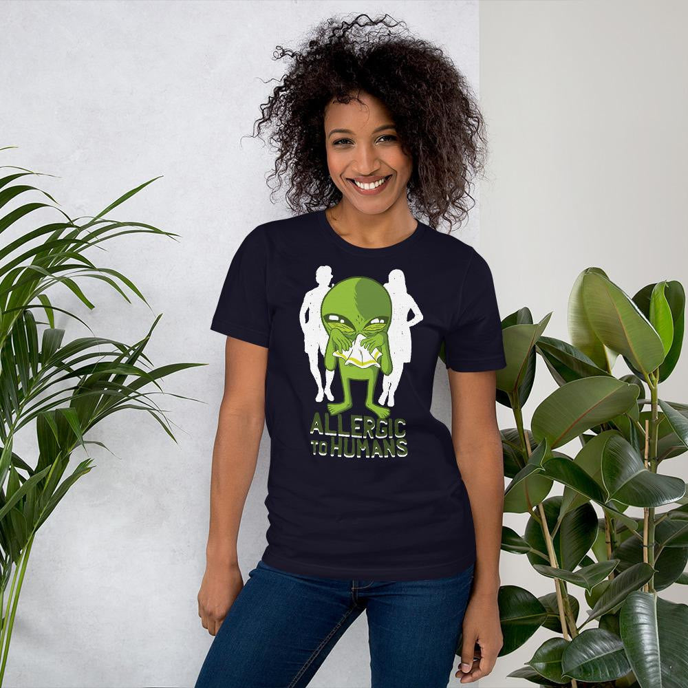 Allergic to Humans Half Sleeve T-Shirt — navy (2)