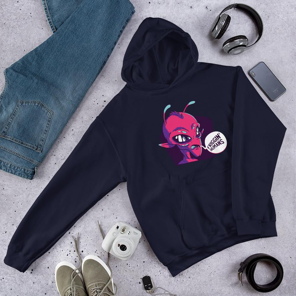 Friggin Humans Unisex Hooded Sweatshirt — Navy