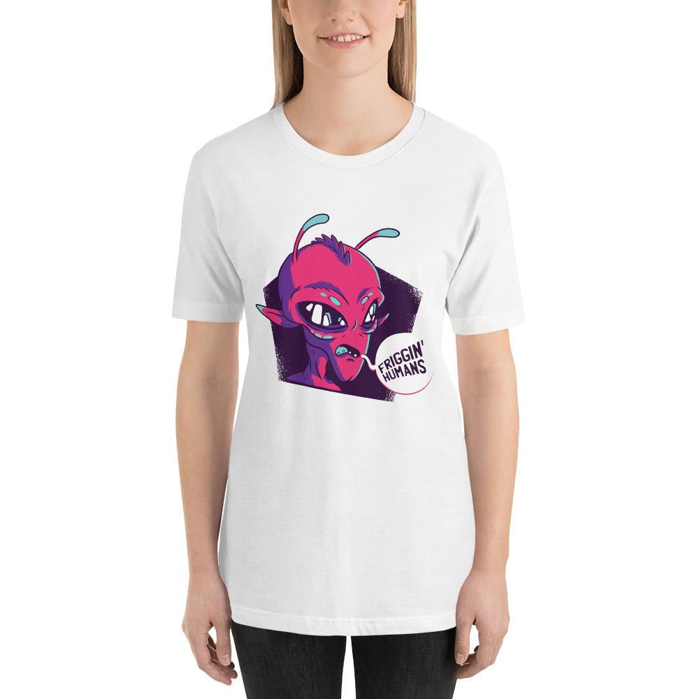 Friggin Humans Half Sleeve T-Shirt — White