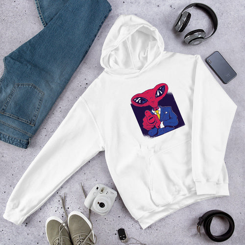 Alien Boss Unisex Hooded Sweatshirt — White