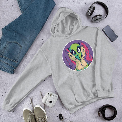 Alien Girl Unisex Hooded Sweatshirt — Grey