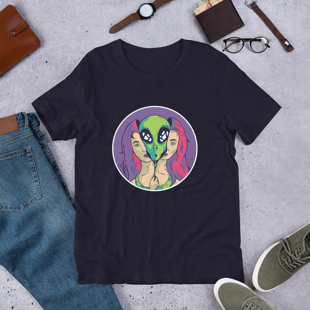 Alien Girl Half Sleeve T-Shirt — Navy