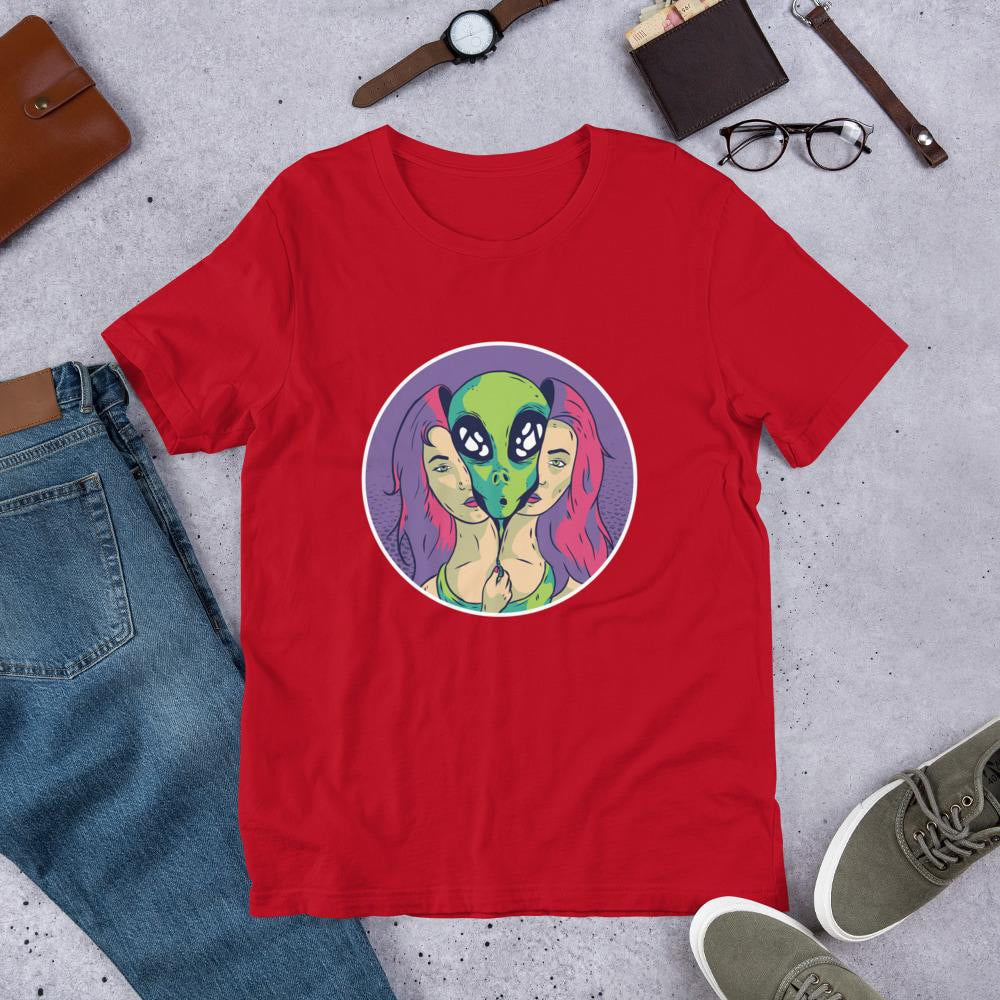 Alien Girl Half Sleeve T-Shirt — Red