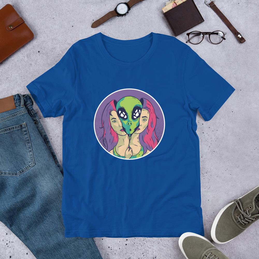 Alien Girl Half Sleeve T-Shirt — Blue