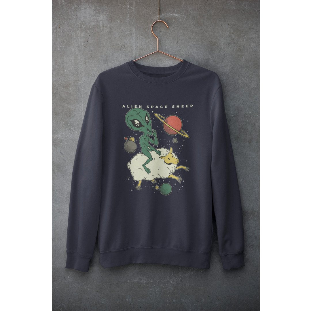 Alien Space Sheep Unisex Sweatshirt — Navy