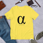 Alpha graphic tee front lettering – Fourth Dimension Club